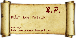 Márkus Patrik névjegykártya